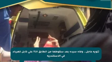 تنويه عاجل.. وفاة سيدة بعد سقوطها من الطابق الـ11 على كابل كهرباء في الإسكندرية